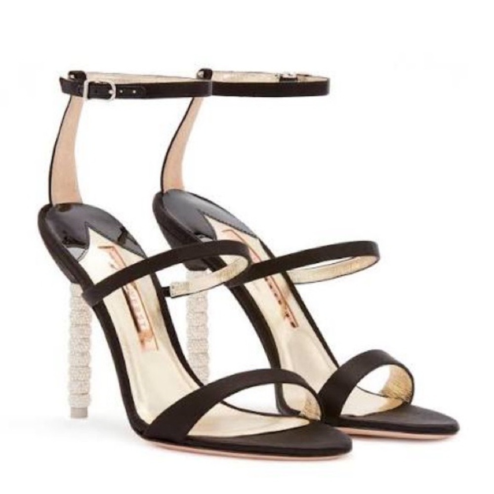 Sophia Webster Rosalind Crystal Sandal 100mm Heel with Black Satin